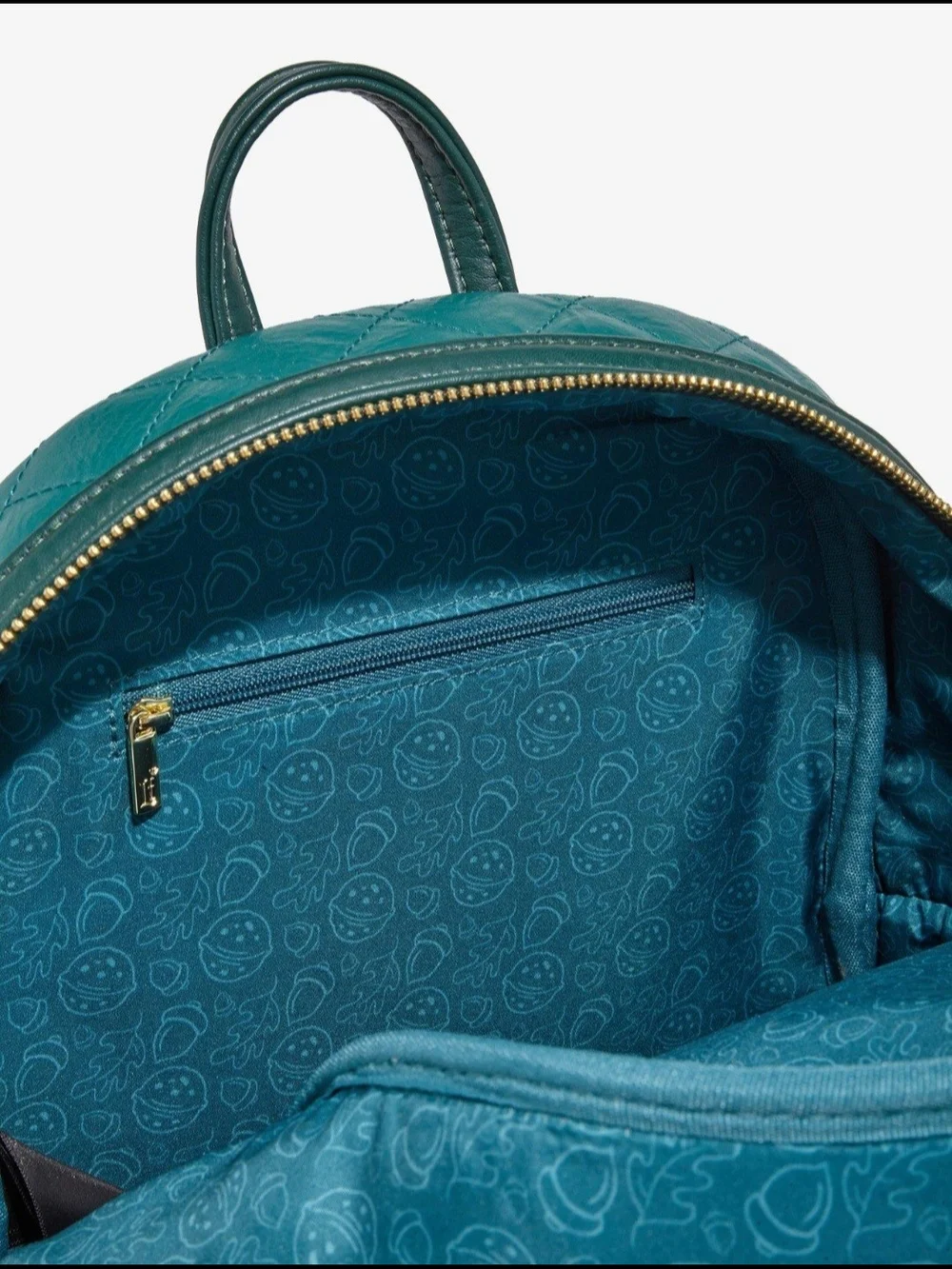 Loungefly Dark Teal Chip 'n' Dale Quilted Mini Backpack with Gold Accents